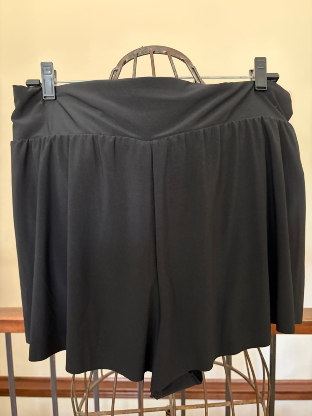 NWT Aquagreen Black Gathered Stretchy Swim Shorts With Under Panty Sz XL